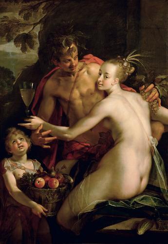 Hans von Aachen Bacchus, Ceres and Amor. oil painting image
